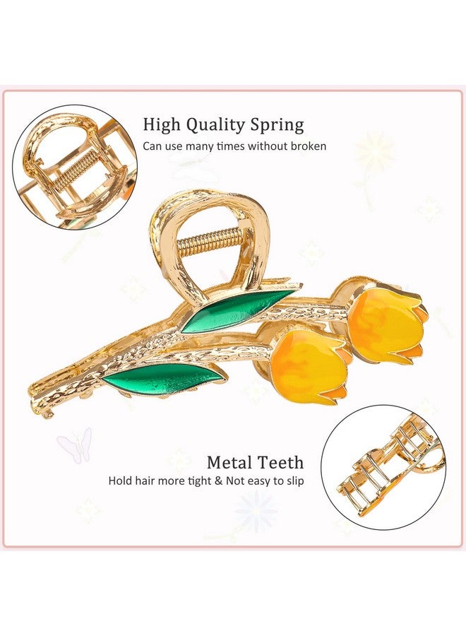 Jelyne 6 Pcs Large Metal Flower Claw Clips Tulip Hair Claw Clips Cute Strawberry Hair Clips Strong Hold Metal Clips Butterfly Hair Jaw Clips For Long Thick Curly Big Fashion Hair Clamps For Woman And Girls - Image 5