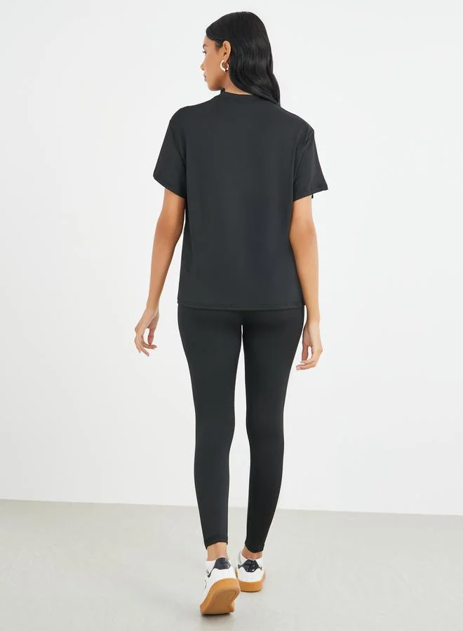 Take Two Take Two Embroidered Round Neck T-Shirt and Leggings Co-Ords