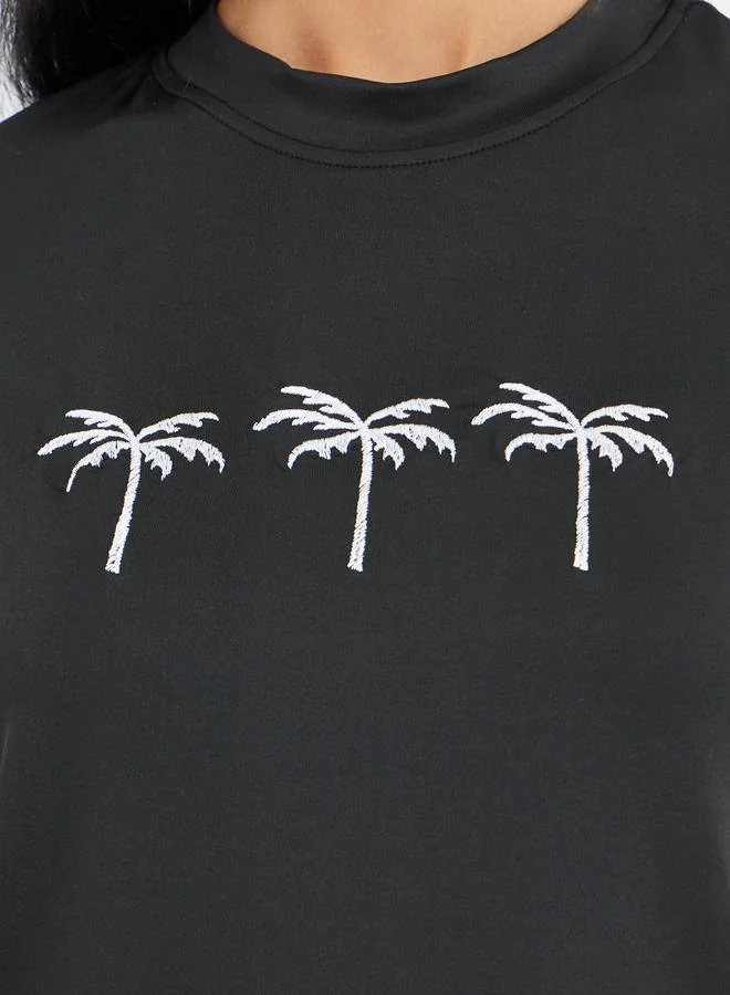 Take Two Take Two Embroidered Round Neck T-Shirt and Leggings Co-Ords