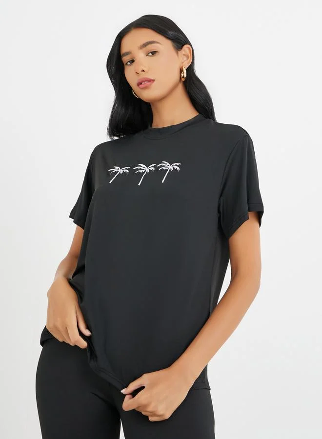 Take Two Take Two Embroidered Round Neck T-Shirt and Leggings Co-Ords
