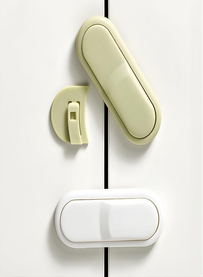 OLWICK قفل أمان للأطفال من أولويك | قفل لاصق مقاوم للأطفال للأدراج والأبواب | تصميم سهل الفتح بالضغط | تركيب بدون حفر | قفل أمان دوار للمطبخ والثلاجة وخزانة الملابس (رمادي، 4 قطع) - Image 2