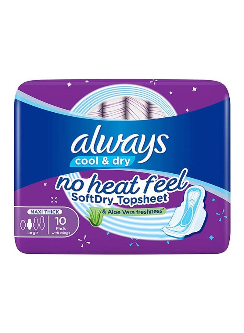 Always Cool And Dry Maxi Thick, Large Sanitary Pads With Wings, 10 Pieces Purple - Image 1