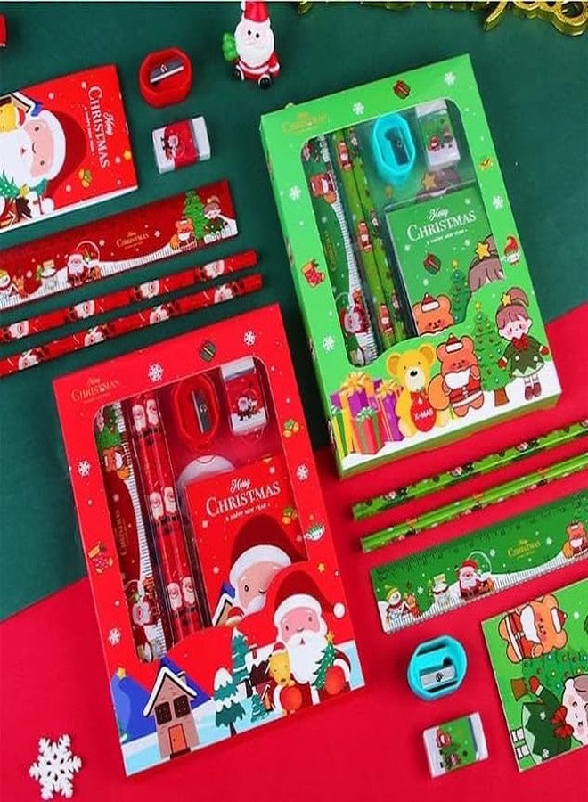 AMANVANI School Stationery Set Kit for Girls, Santa Claus Stationery Set for Kids (4 pcs) Stationery Combo for Boys, Christmas Theme Stationery Included Diary, 2 Pencil, Eraser & Sharpener for Girls - Image 1