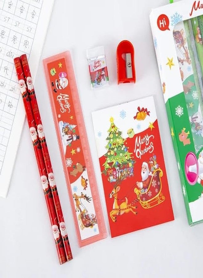 AMANVANI School Stationery Set Kit for Girls, Santa Claus Stationery Set for Kids (4 pcs) Stationery Combo for Boys, Christmas Theme Stationery Included Diary, 2 Pencil, Eraser & Sharpener for Girls - Image 3