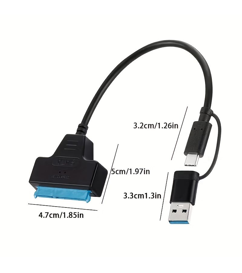 Universal SATA To USB 3.0 Type C Adapter Cable 6Gbps For 2.5 Inch External HDD SSD Dual Head 2.5 Inch SATA Easy Drive Cable - Image 1