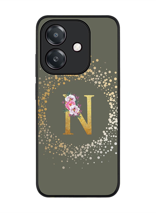 Stylizedd For Oppo A5i Case,Slim fit Camera Protection, Shockproof Thin Phone cover  - Custom Monogram Floral - N  (Olive Green )