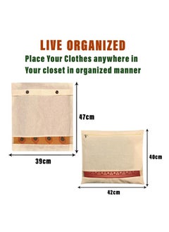 Kuber Industries Kuber Industries Saree Bags Combo Set | Cotton Wardrobe Organizer | Clothes Bags for Storage | Mesh Window Saree Bags Set | Single Packing Saree Cover | Pack of 24 | Cream  - Image 3