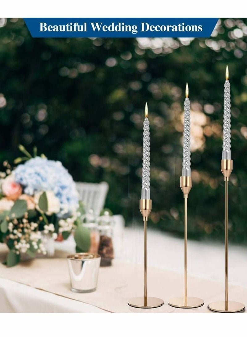 Candlestick Holders for Taper Candles, Set of 3 Candle Candlesticks, Ideal Home Décor, Wedding, Birthday Party, Date Night, Dinning or Other Special Occasions (Rose Gold)  - Image 3