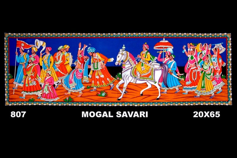 Shivam Home Dcor Indian Raja and his Royal Mughal Safari Heritage Cotton Cloth Tapestry Wall Hanging