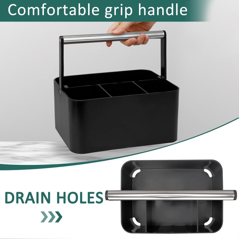 Byuner Black Shower Caddy Portable: حمام بلاستيكي Caddy Caddy Confertop Cleaning Caddy Organizer with Stility Stility Hard Shower Storage Root - Image 3