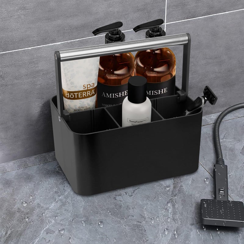 Byuner Black Shower Caddy Portable: حمام بلاستيكي Caddy Caddy Confertop Cleaning Caddy Organizer with Stility Stility Hard Shower Storage Root - Image 5