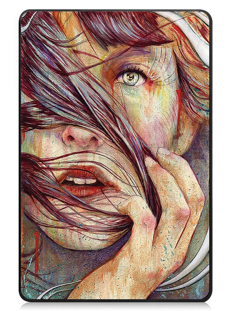 Theodor Protective Flip Case For Lenovo Tab M9 (2023) With Trifold Stand Auto Wake Sleep Shockproof Cover Girl hair on face - Image 1