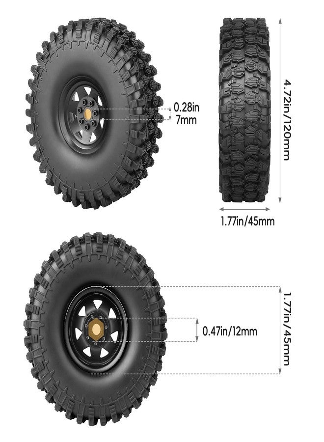 AllinRC RC Crawler 1.9 Beadlock Wheels and Tires All Terrain 1.9 Tires for Axial SCX10 SCX10 II TRX4 Redcat Gen8 RC4WD 1/10 Scale Rock Crawler (Black) - Image 2