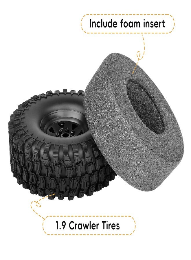 AllinRC RC Crawler 1.9 Beadlock Wheels and Tires All Terrain 1.9 Tires for Axial SCX10 SCX10 II TRX4 Redcat Gen8 RC4WD 1/10 Scale Rock Crawler (Black) - Image 4