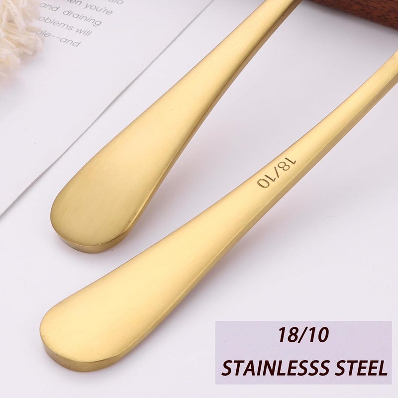 Mafier 7" Round Soup Spoons Set of 4,18/10 Stainless Steel Heavy Duty with Deep Bowl,Matte Stain Finish,Dishwasher Safe(Gold) - Image 4