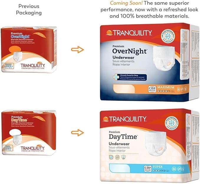 Tranquility Premium DayTime Disposable Absorbent Underwear 64 Count L 4454 in Waist Super Absorbency Breathable AllDay Comfort Adult Diapers - Image 2