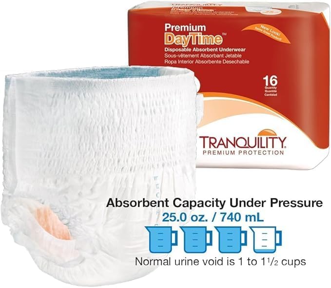 Tranquility Premium DayTime Disposable Absorbent Underwear 64 Count L 4454 in Waist Super Absorbency Breathable AllDay Comfort Adult Diapers - Image 4
