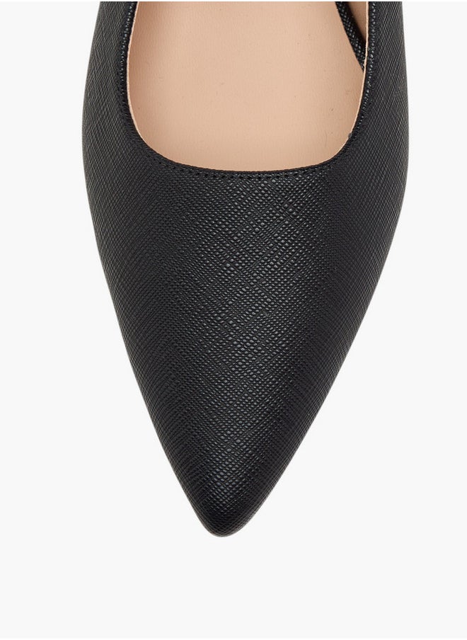 Flora Bella By Shoexpress Textured Pointed-Toe Slingback Shoes with Flared Heels  - Image 4