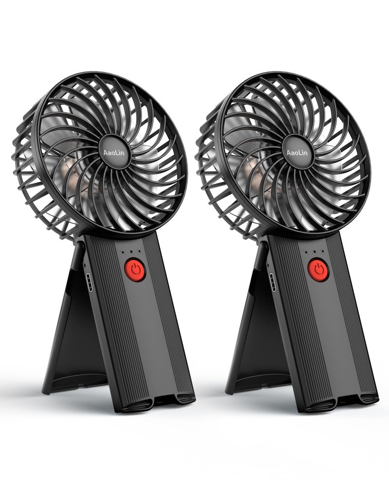 2pcs Mini Portable Folding Handheld Fans USB Rechargeable Personal Fan Neck Desktop 4speed 3in1 Silent Handheld Mini Fan 615 hours battery life Suitable for summer travel Camping Outdoor Kids Gift