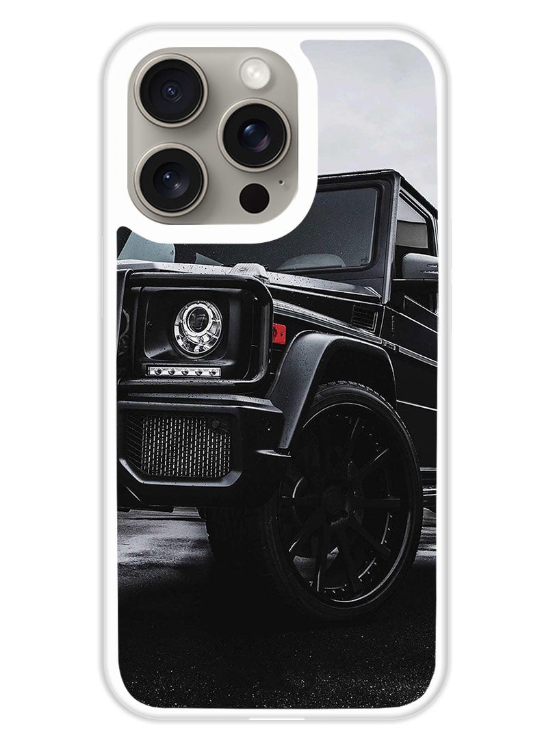 Theodor Protective Case Cover For APPLE IPHONE 15 Pro Black Car (White Bumper) - Image 1