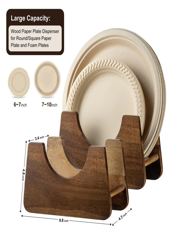 PTSTING Paper Plate Dispenser 2 PCS Acacia Wood Foam Plate Storage Organizer for 7-10 inch Disposable Plate,Paper Plate Holder for Cabinet,Countertop,RV or Outdoor - Image 4