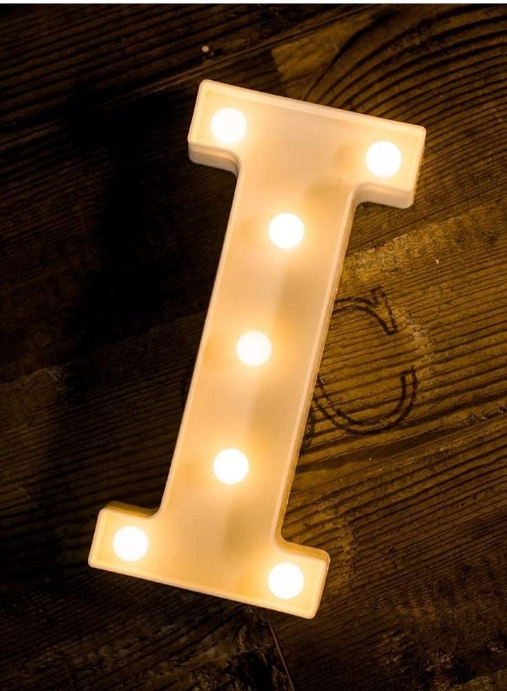 Vitacelli Alphabet LED Letter Lights Light Up Plastic Letters Standing Hanging I ( 8.9in x 4.1 in x 1.8inches ) - Image 1
