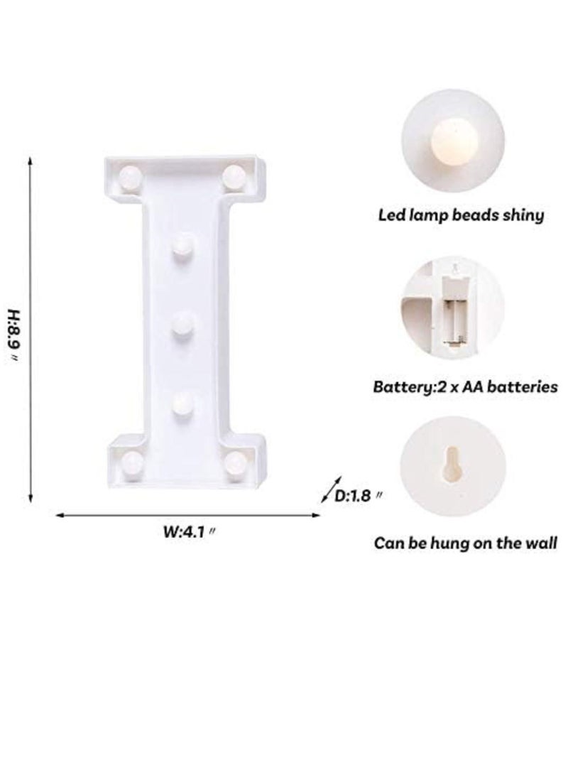 Vitacelli Alphabet LED Letter Lights Light Up Plastic Letters Standing Hanging I ( 8.9in x 4.1 in x 1.8inches ) - Image 2
