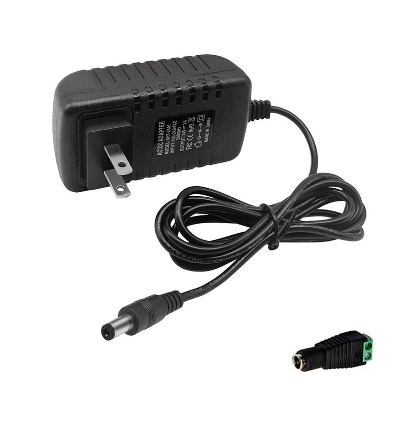 MTYTOT DC 24V 1A Power Supply Adapter 24W AC Adapter 100-240V 50-60Hz to DC 24 Volts 1Amp 4.6ft Power Cord Transformer with 5.5mm X 2.5mm/2.1mm US Plug for DC24V 1A LED Strip Light CCTV Camera - Image 1