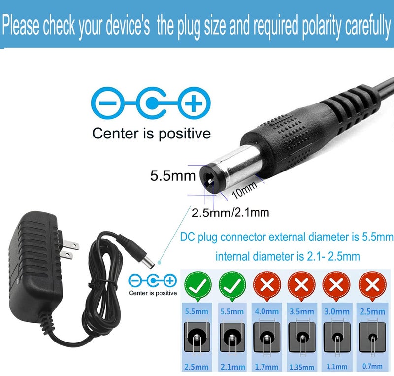 MTYTOT DC 24V 1A Power Supply Adapter 24W AC Adapter 100-240V 50-60Hz to DC 24 Volts 1Amp 4.6ft Power Cord Transformer with 5.5mm X 2.5mm/2.1mm US Plug for DC24V 1A LED Strip Light CCTV Camera - Image 3