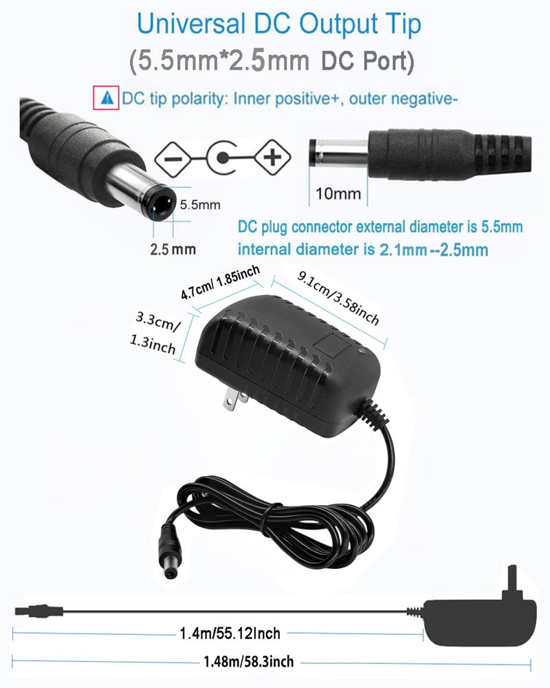 MTYTOT DC 24V 1A Power Supply Adapter 24W AC Adapter 100-240V 50-60Hz to DC 24 Volts 1Amp 4.6ft Power Cord Transformer with 5.5mm X 2.5mm/2.1mm US Plug for DC24V 1A LED Strip Light CCTV Camera - Image 5