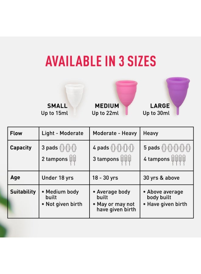 Sirona Reusable Menstrual Cup for Women - Large (Pack of 3) | FDA Approved | Made of Ultra Soft 100% Medical Grade Silicone | Odour, Rash & Itch-Free Period | Leak-Proof Protection for 8-10 Hours - Image 2