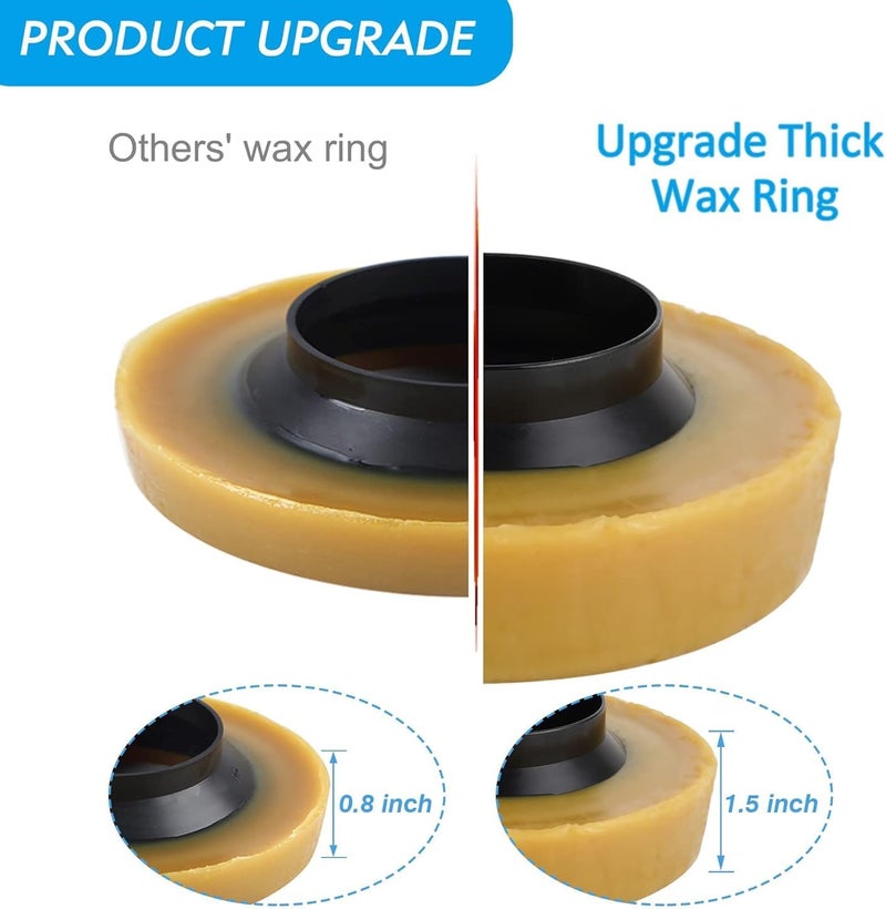 Hibbent Toilet Wax Ring Kit, Toilet Bowl Wax Ring with Brass Closet Bolts, Bolt Caps, PE Flange and Extra Retainers, Thick Wax Ring Gasket for Toilet Bowl- Gas, Odor and Watertight Seal - Image 2