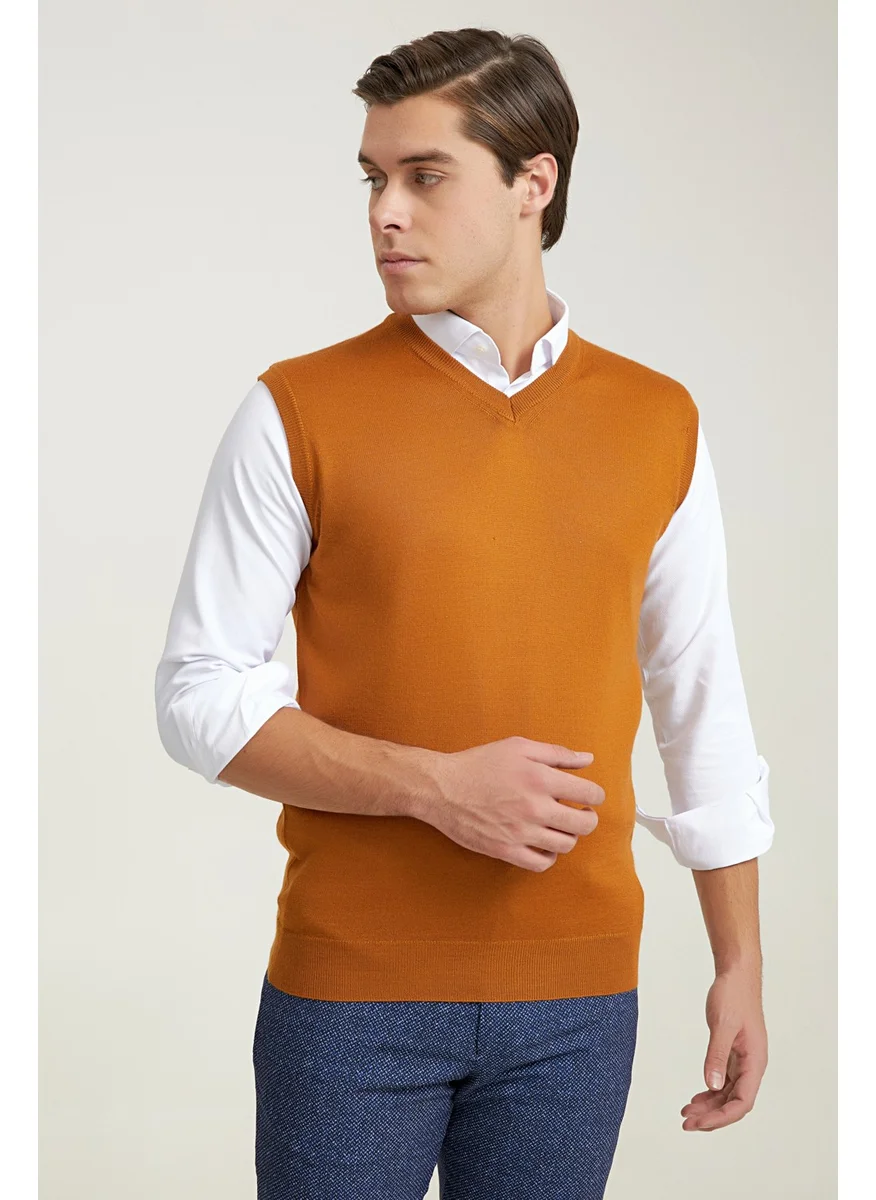 D'S DAMAT Regular Fit Hazelnut Brown Plain Knitted Sweater 9HF060636282D