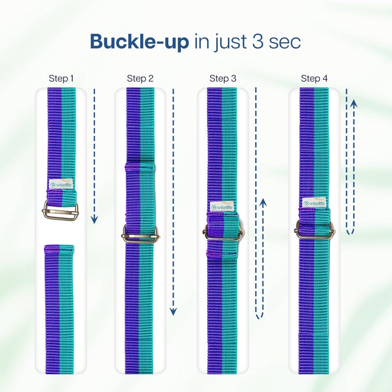 WISELIFE Yoga Stretch Belt/Strap | Best for Daily Stretching, Yoga, Pilates, Physical Therapy, Fitness | 8 Feet Premium Cotton Strech Band (Purple-Blue) - Image 4