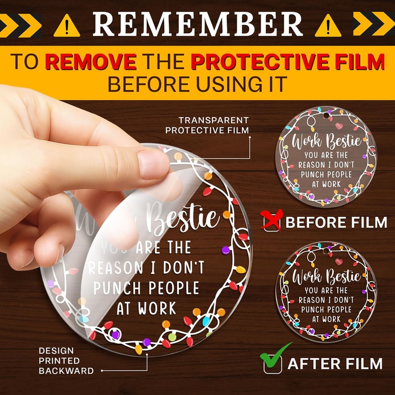 Hexmoz Work Besties Gifts للنساء - هدايا زملاء العمل لعيد الميلاد - زميل في العمل زخرفة عيد الميلاد 2024 - عمل أصدقاء هدايا للنساء - الفيل الأبيض أفكار سانتا هدايا - حلية أكريليك 2024 - Image 2