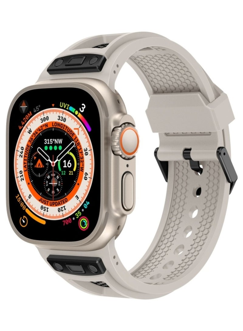 Luxury Sport Durable Rugged Watch Band Designed for Apple Watch Ultra 1/2 49mm 46mm 45mm 44mm 42mm, Soft Silicone Strap with Mesh TPU and Stainless Steel Buckle for iwatch Series 10 9 8 7 6 5 4 3 2 1 SE  - Image 2