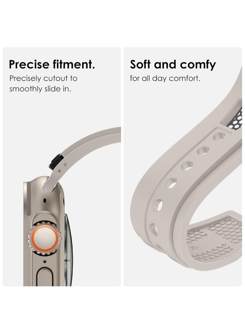 Luxury Sport Durable Rugged Watch Band Designed for Apple Watch Ultra 1/2 49mm 46mm 45mm 44mm 42mm, Soft Silicone Strap with Mesh TPU and Stainless Steel Buckle for iwatch Series 10 9 8 7 6 5 4 3 2 1 SE  - Image 5