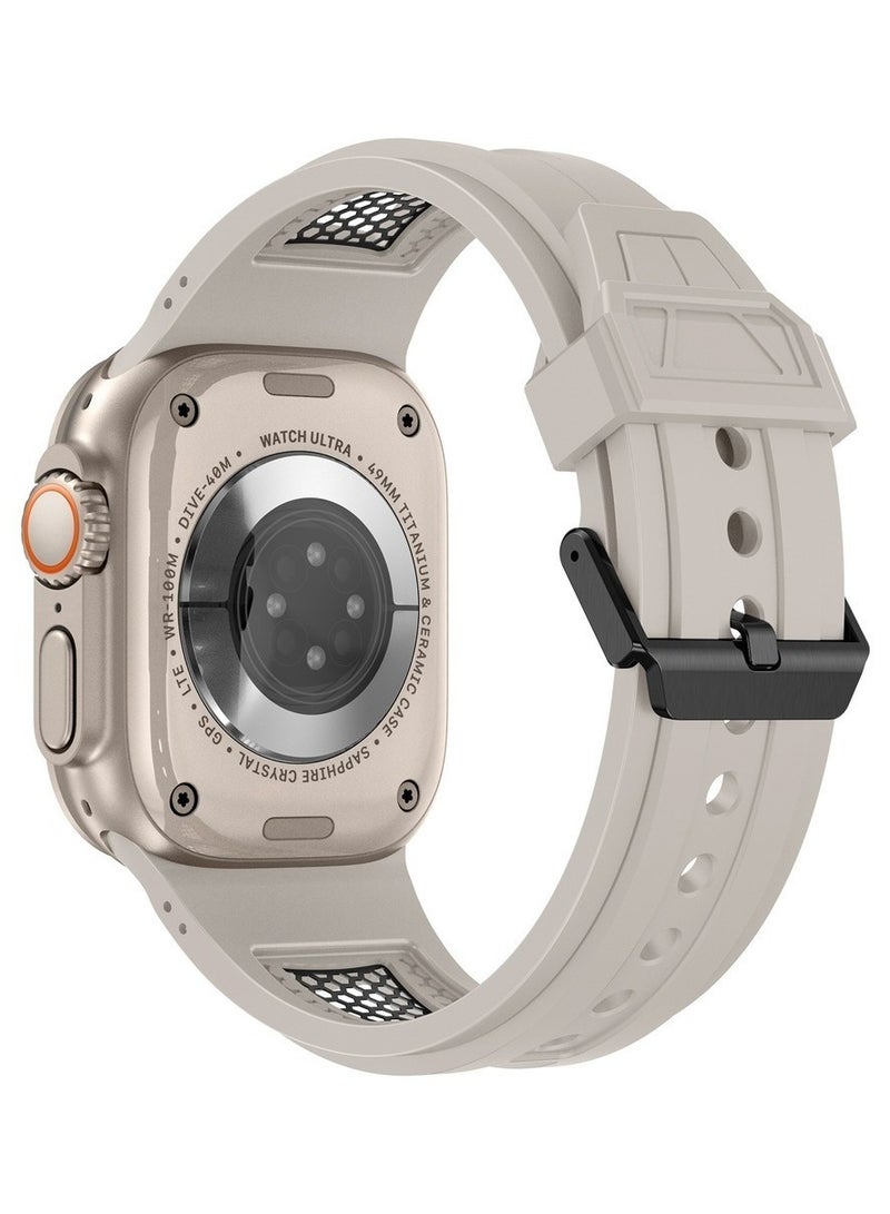 Luxury Sport Durable Rugged Watch Band Designed for Apple Watch Ultra 1/2 49mm 46mm 45mm 44mm 42mm, Soft Silicone Strap with Mesh TPU and Stainless Steel Buckle for iwatch Series 10 9 8 7 6 5 4 3 2 1 SE  - Image 3