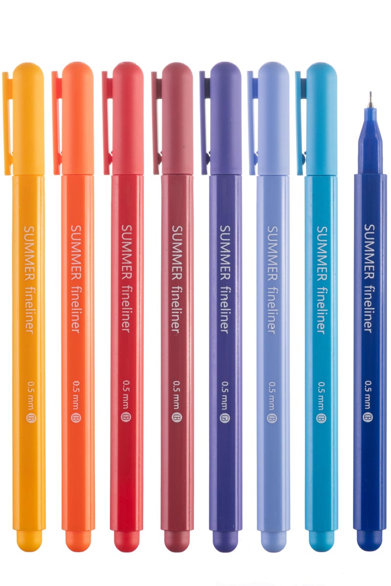 DIVERSEBEE Fine Tip Pens, 8 Bible Pens No Bleed Through, Assorted Colors, 0.5mm Fine Point Fineliner Markers for Journaling, Bible Study Journaling Supplies and Accessories (Summer) - Image 1