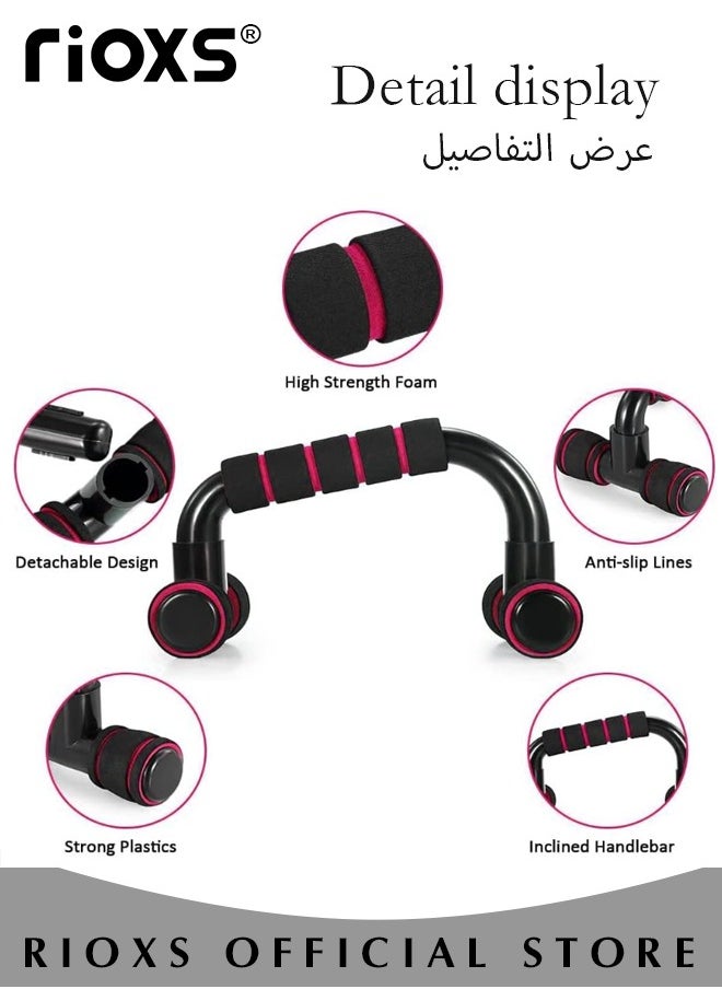 AB Wheel Roller Kit,6-In-1 Abdominal Muscle Training Rollers Kit- Wheel Roller,Knee Mat,Push-Up Bars,Handle Grips,Skipping Ropes,8 Shaped Exercise Cord,Portable Core Strength Home Gym Exercise Workout Equipment