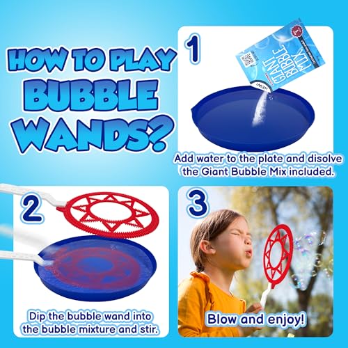 Atlasonix Giant Bubble Wands - Bubbles for Kids, Giant Bubbles, Bubble Toys, Large Blowing Rings, Variety Shapes Set for Big Soap Bubbles, Includes Huge Bubble Mix Solution Kit 11,19 Pack - Image 2