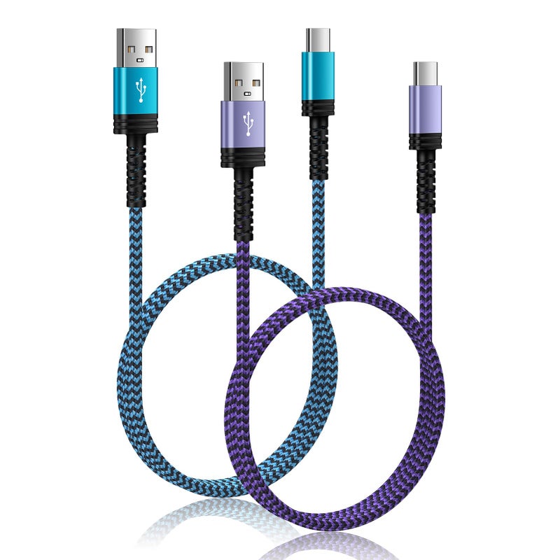Ououdee Samsung S24 S25 S26 Fast Charger Type C Cord 2Pack/3FT Braided USB C to USB A Car Charging Cord for Samsung Galaxy A17 A16 A15 5G,A55,A54,A25,A35,A14,S24,S23,S22,S21,S20,iPhone 17 16 15 Pro,Pixel 9,8 - Image 1