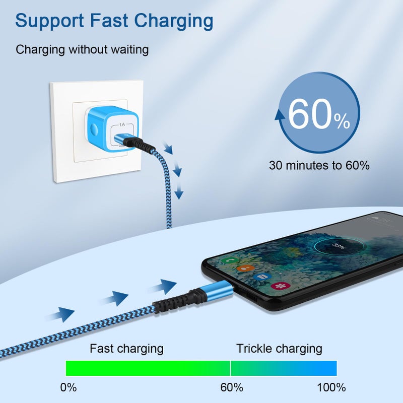 Ououdee Samsung S24 S25 S26 Fast Charger Type C Cord 2Pack/3FT Braided USB C to USB A Car Charging Cord for Samsung Galaxy A17 A16 A15 5G,A55,A54,A25,A35,A14,S24,S23,S22,S21,S20,iPhone 17 16 15 Pro,Pixel 9,8 - Image 5