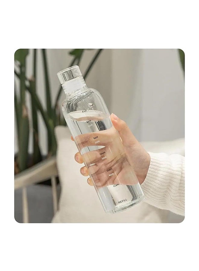 500Ml Water Cup With Time Marker, Portable Transparent Drink Bottle Large Capacity Sports Water Bottles (Transparent White) - Image 1