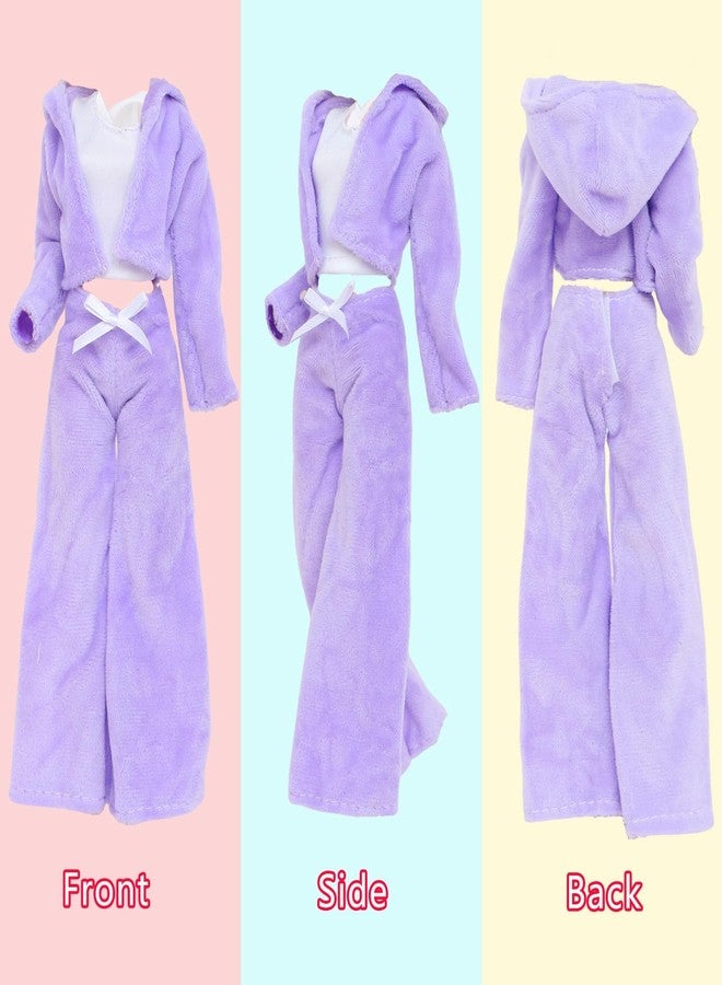 BLIJOLA 3 Sets Handmade Doll Clothes for 11.5 inch Girls Dolls Accessories, Spring Summer Winter Sport Style Outfits with Pants & Shoes (Blue/Purple/White) - Image 4