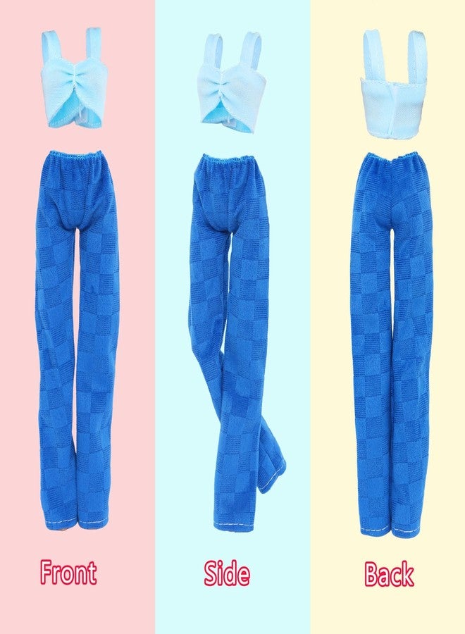 BLIJOLA 3 Sets Handmade Doll Clothes for 11.5 inch Girls Dolls Accessories, Spring Summer Winter Sport Style Outfits with Pants & Shoes (Blue/Purple/White) - Image 5