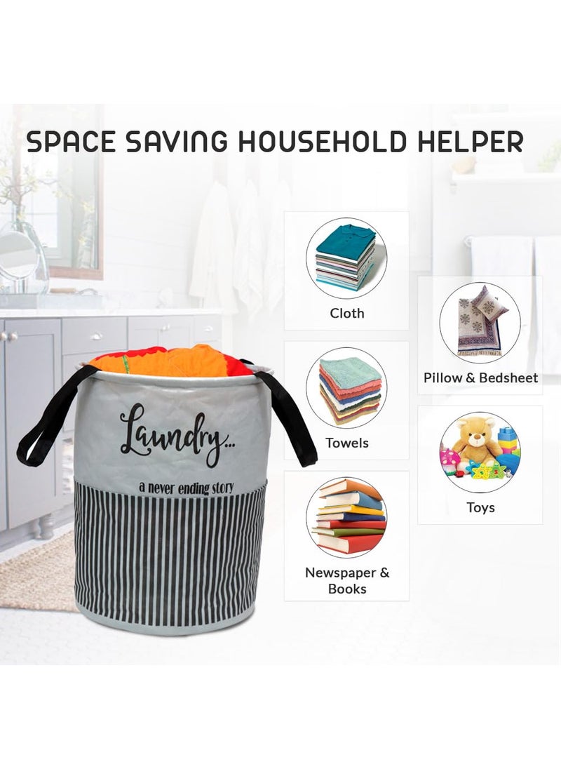Perpetual - Perpetual Cloth Basket For Laundry - Waterproof Non Woven Cloth Bag For Storage Clothes, Flodable Laundry Basket Bag With Handle 45 Liter (Greypcs), 15 Cm, 30 Cm - Image 1