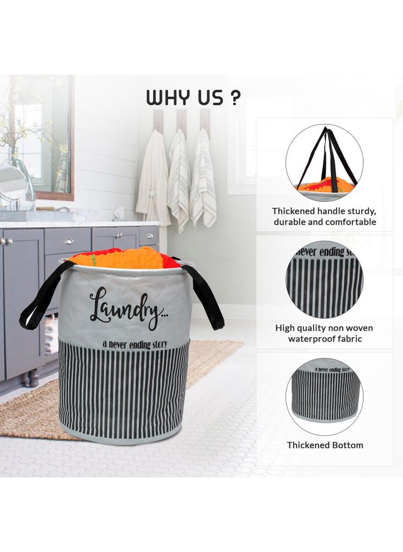 Perpetual - Perpetual Cloth Basket For Laundry - Waterproof Non Woven Cloth Bag For Storage Clothes, Flodable Laundry Basket Bag With Handle 45 Liter (Greypcs), 15 Cm, 30 Cm - Image 1