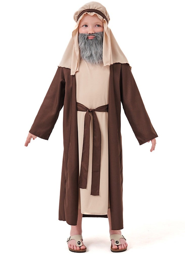 Al Aoyama Arabian Grandpa Costume for Kids ，Old man Sheikh Role-Play Outfit  - Image 1