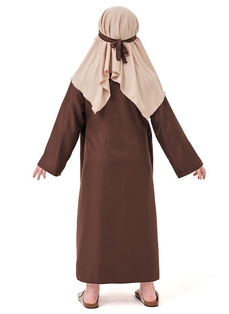 Al Aoyama Arabian Grandpa Costume for Kids ，Old man Sheikh Role-Play Outfit  - Image 3